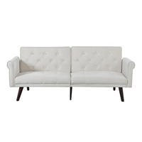 SCHLAFSOFA aus Leinen mit verstellbarer Rückenlehne, beige - Beige, Textil (89/70/164cm) - Luhomfu