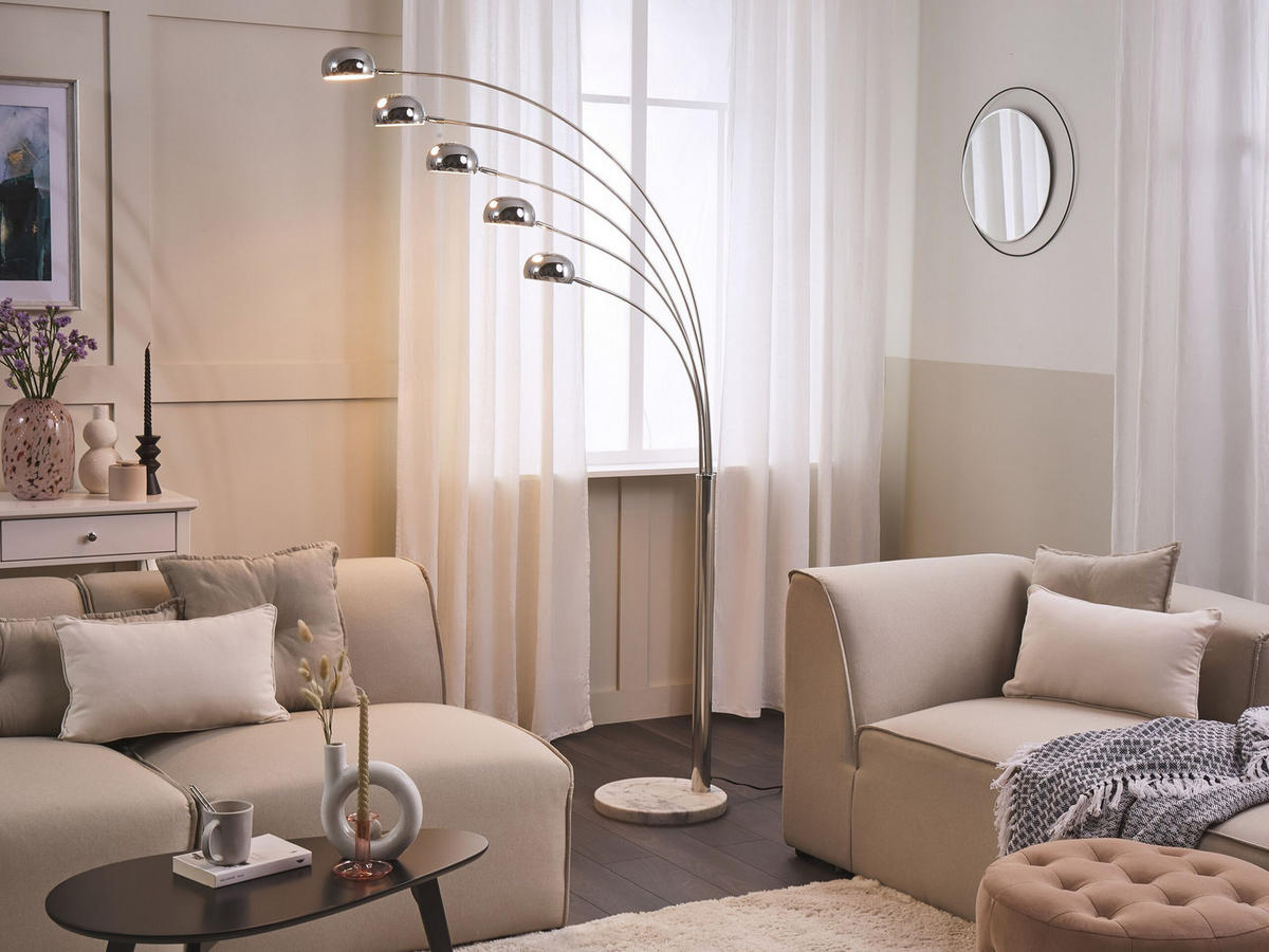 STEHLAMPE Flinders 100/100/212 cm - Silberfarben, Metall (100/100/212cm) - Beliani