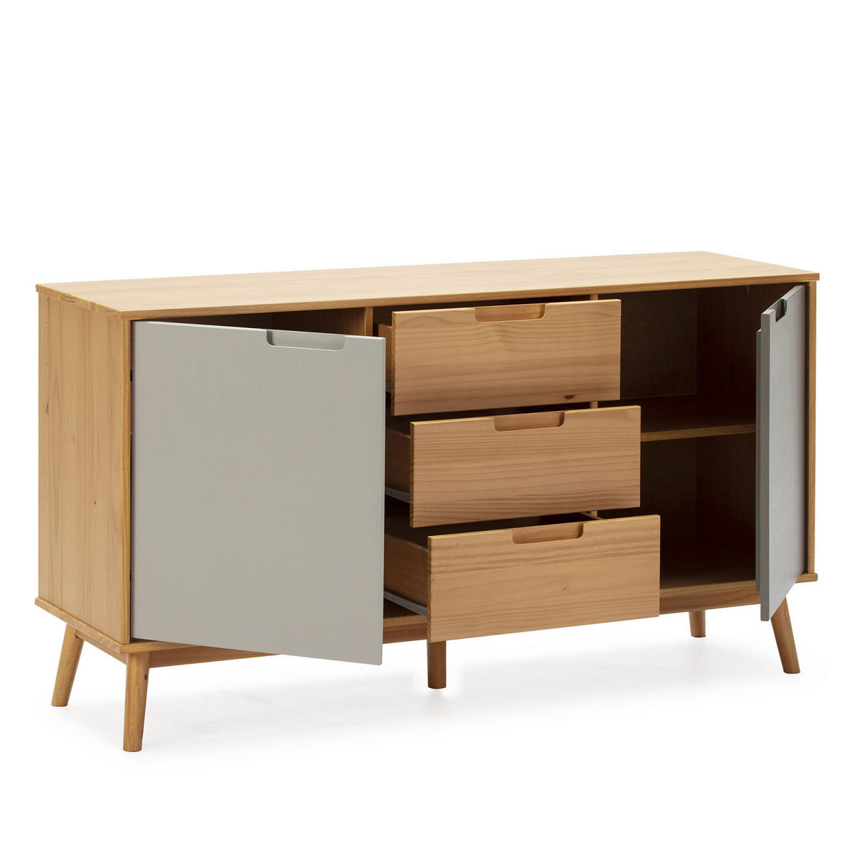 SIDEBOARD Bruce 3 Schubladen 2 Türen - Wildeiche, Holz (140/76/40cm)