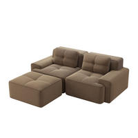 ECKSOFA aus Cord in Braun mit Tiefsitz & flexiblem Moduldesign - Braun, Textil (177/204cm) - Modfu