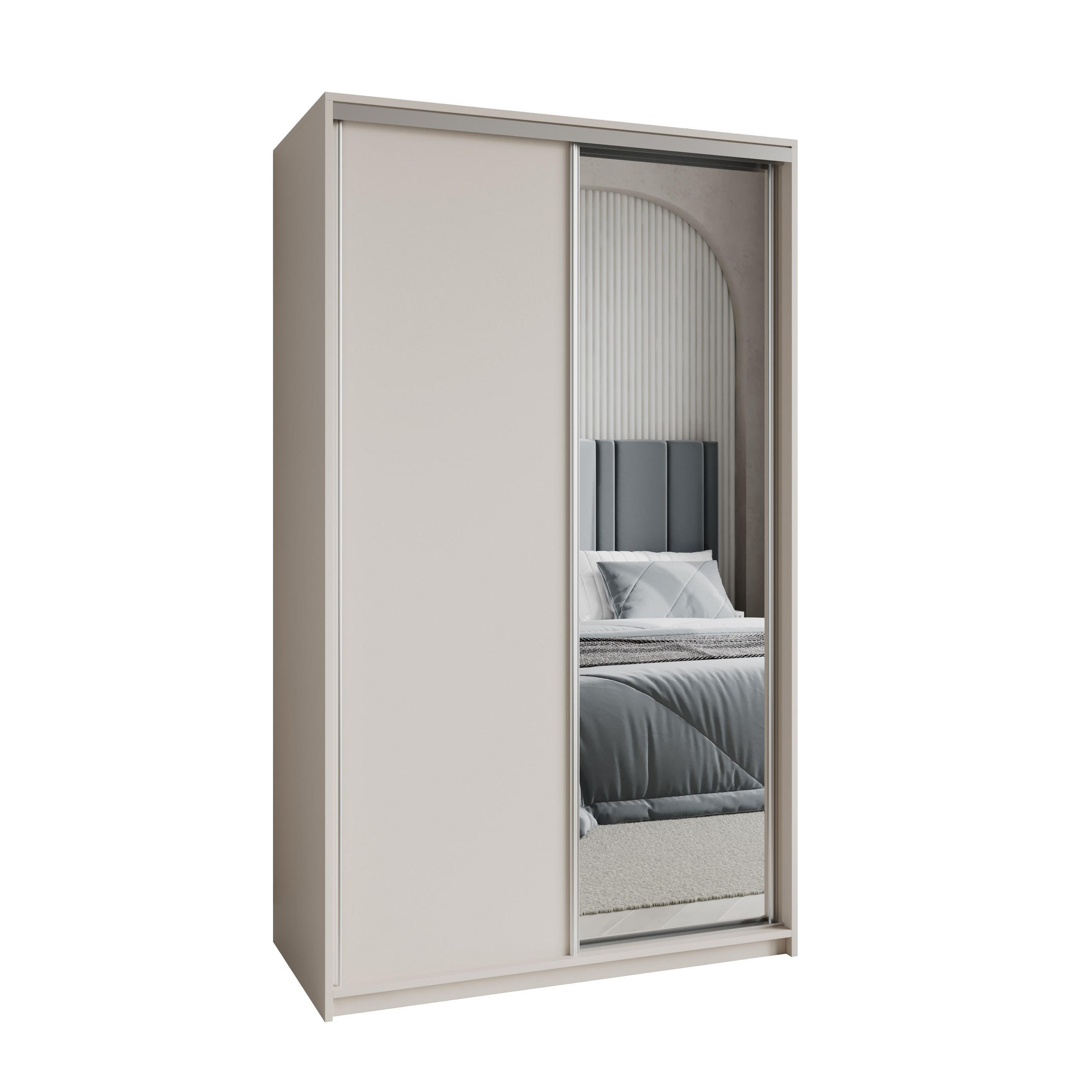 SCHWEBETÜRENSCHRANK TAVI 120/205/60 cm 2-türig mit Spiegel Kaschmir - Kaschmir, Holzwerkstoff (120/205/60cm) - MASSENO