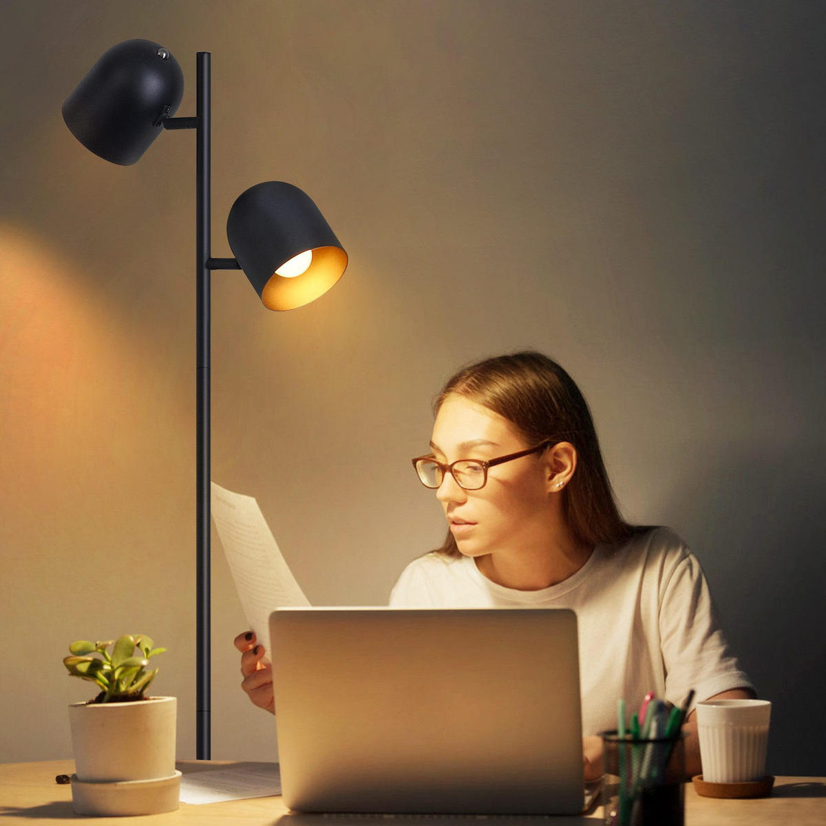 STEHLAMPE Yamaguchi 35/22/145cm - Schwarz, Metall (35/22/145cm) - Nettlife