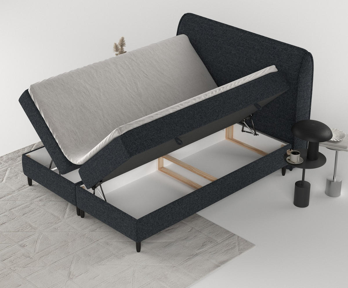 BOXBETT Lunaro 200/200 cm Anthrazit im Modesto Stoff - Anthrazit/Schwarz, Holz/Holzwerkstoff (200/200cm) - AltaBeds