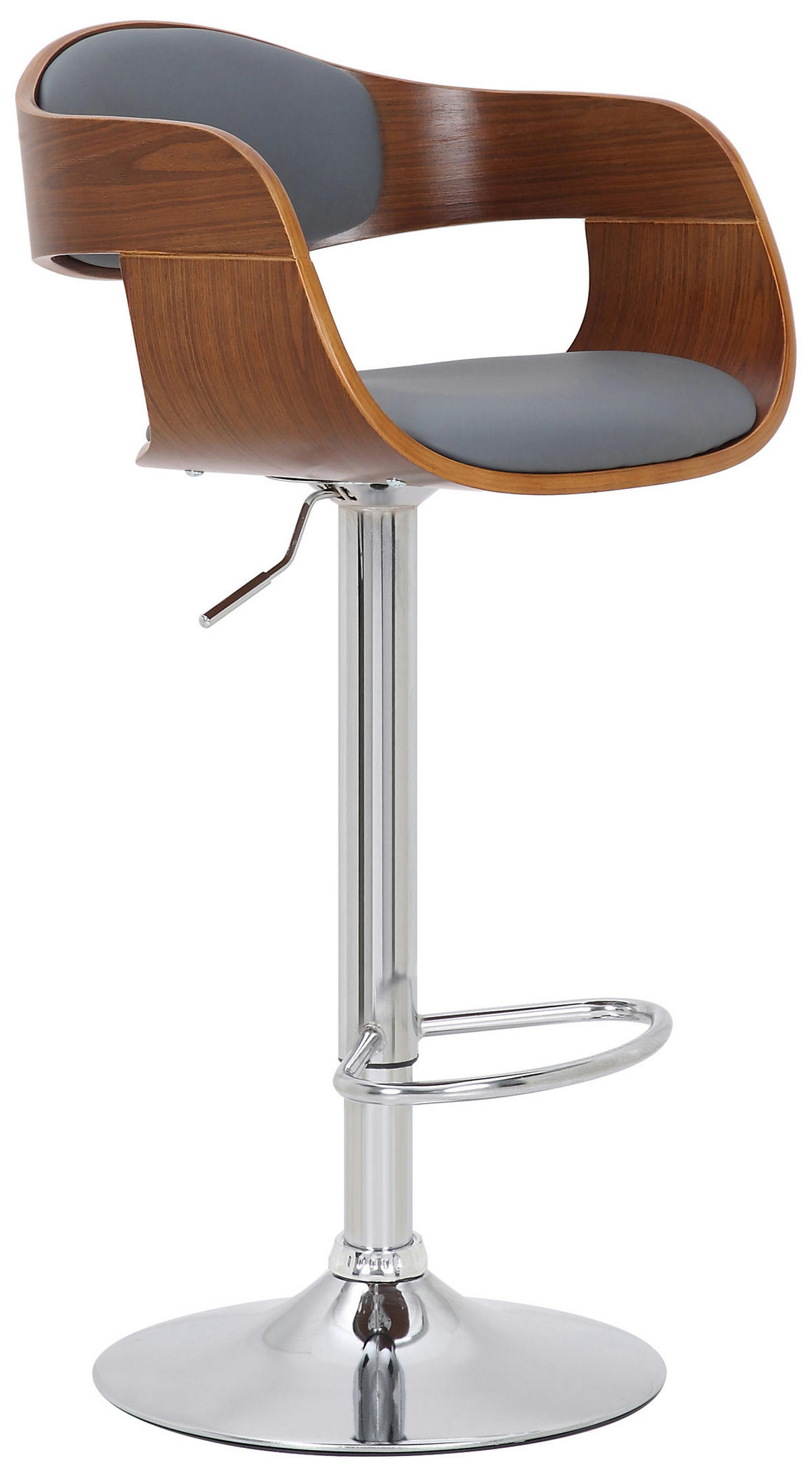 BARHOCKER 2er Set Lederlook walnuss/grau - Chromfarben/Grau, Textil/Metall (50/88/48cm) - CLP