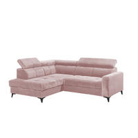 ECKSOFA mit elektronische Sitztiefenverstellung, USB-Anschluss und stilvollem Breitcord-Bezug - Rosa, Textil (243/200cm) - ed exciting design