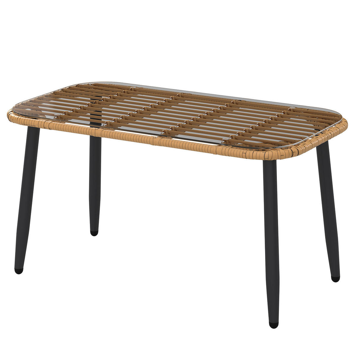 LOUNGESET - Polyrattan / Polyester - Braun / Creme - 3-teilig - Beige/Braun, Glas/Naturmaterialen - home24