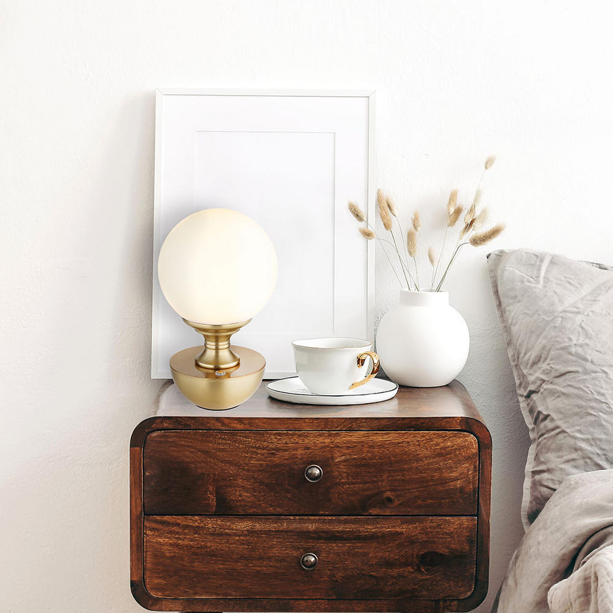 LED TISCHLEUCHTE Messing Matt - Messingfarben, Metall (12/12/21cm) - Globo Lighting