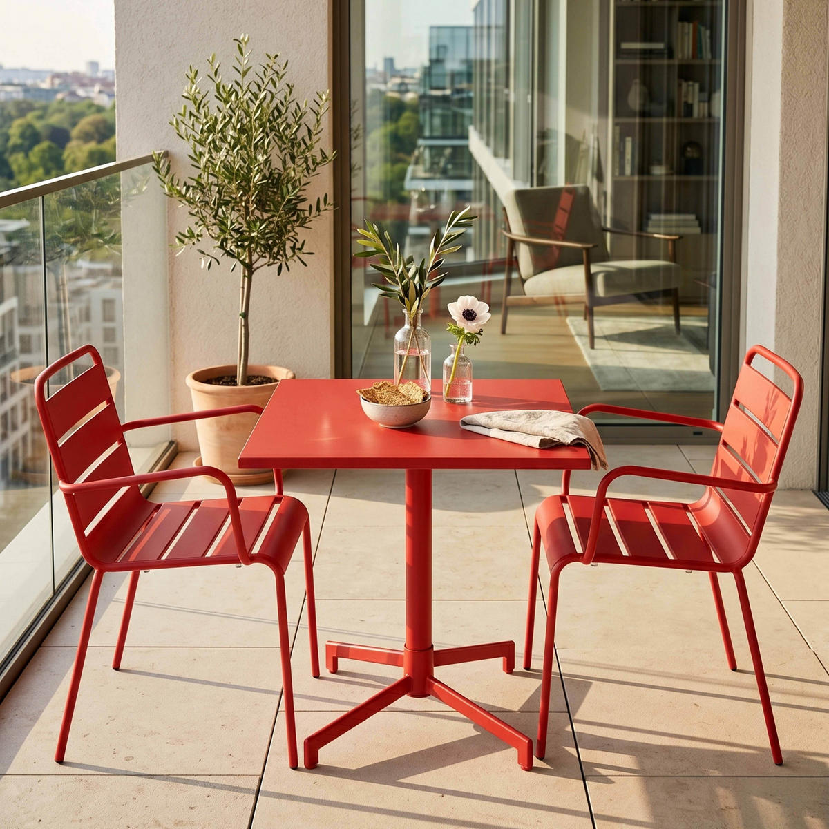 GARTENSET 3-tlg., Rot - Rot, Metall - Oviala