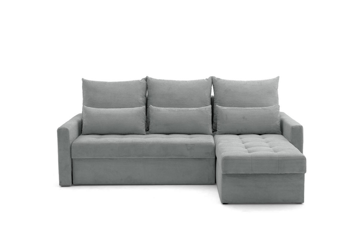 ECKSOFA PULA L Links mit Schlaffunktion 132x198 Cord Grau - Schwarz/Grau, Holz/Kunststoff (214/145cm) - NACANAPA