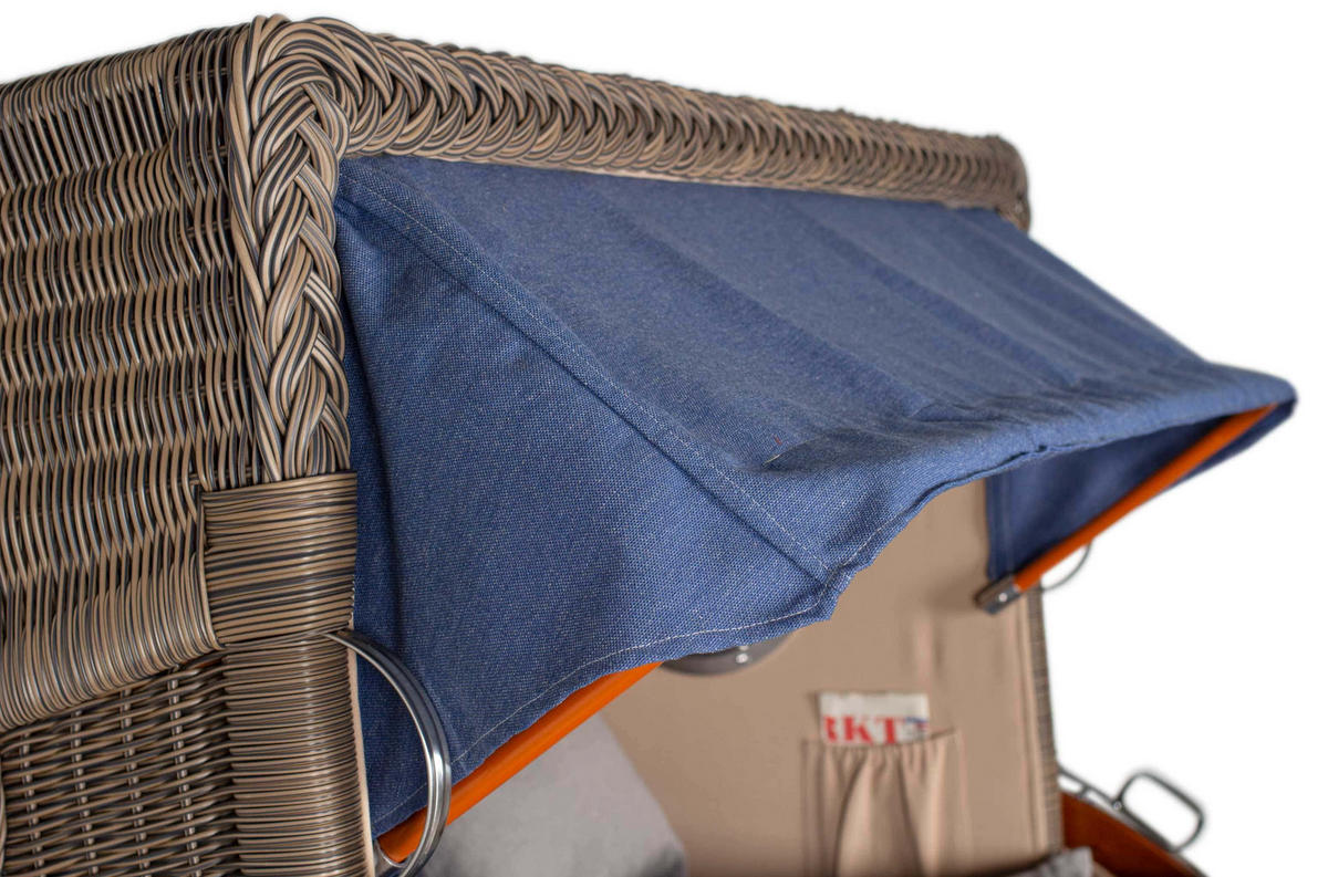 STRANDKORB 2-Sitzer Düne Mahagoni - Blau/Braun, Holz/Metall (125/170/80cm) - Mr. Deko