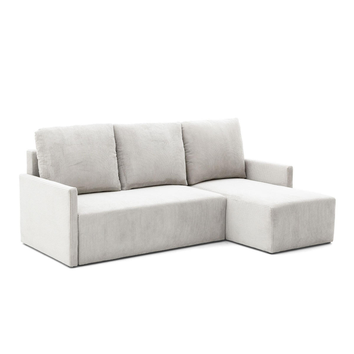 ECKSOFA GARDA L universell links/rechts montierbar mit Schlaffunktion 132x198 cm Cord Creme - Creme/Schwarz, Holz/Kunststoff (209/145cm) - NACANAPA