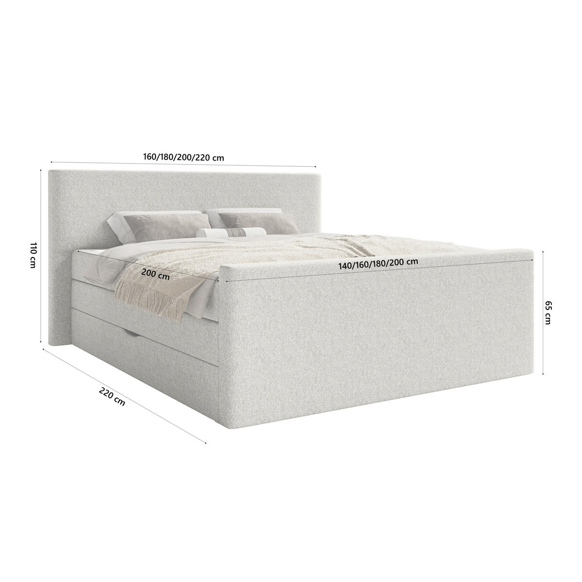 BOXSPRINGBETT VELIPOJA EASY CLEAN 140x200 cm, Hellgrau - Hellgrau, Textil (140/200cm) - Fedve