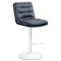 BARHOCKER Samt dunkelgrau - Dunkelgrau/Weiß, Textil/Metall (42/94/56cm) - CLP