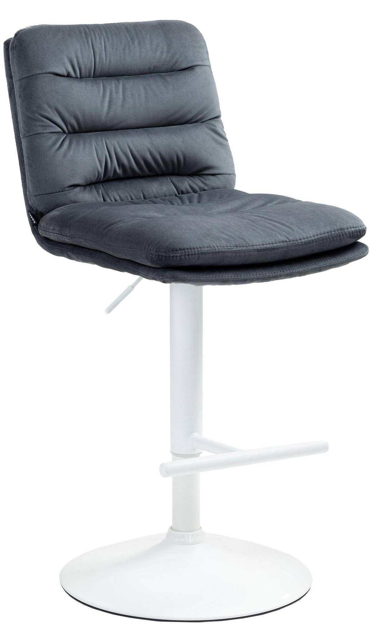 BARHOCKER Samt dunkelgrau - Dunkelgrau/Weiß, Textil/Metall (42/94/56cm) - CLP