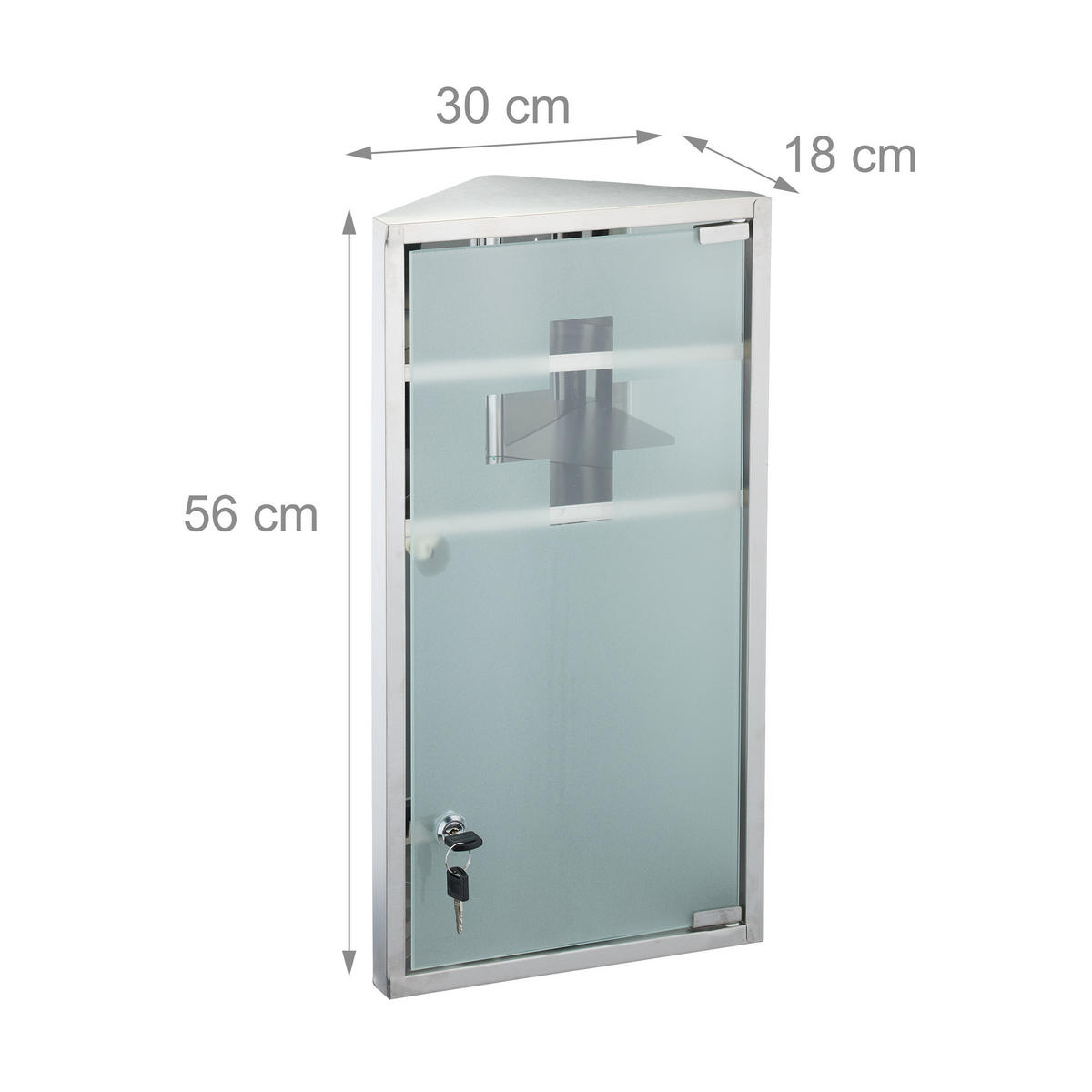 MEDIZINSCHRANK - Silberfarben, Glas/Metall (30/56/18cm) - Relaxdays