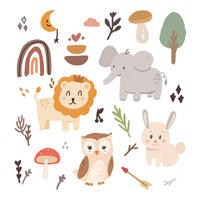 WANDAUFKLEBER 130x237cm - Tierische Naturillustration - Multicolor, Kunststoff (130/237/0.1cm) - Wallfluent