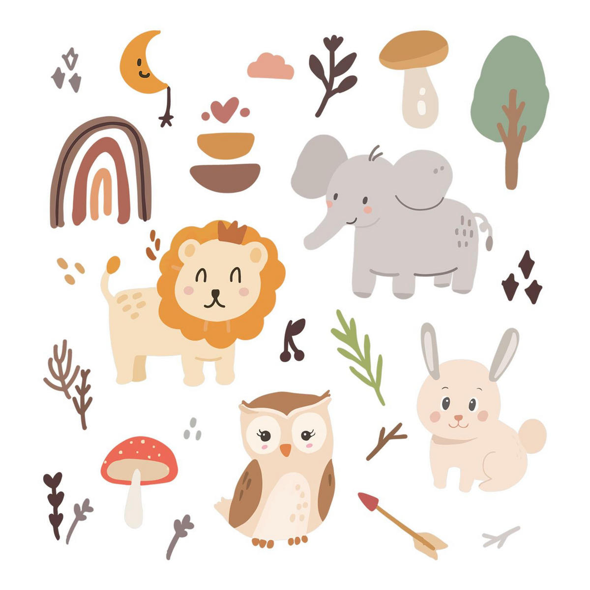 WANDAUFKLEBER 130x237cm - Tierische Naturillustration - Multicolor, Kunststoff (130/237/0.1cm) - Wallfluent