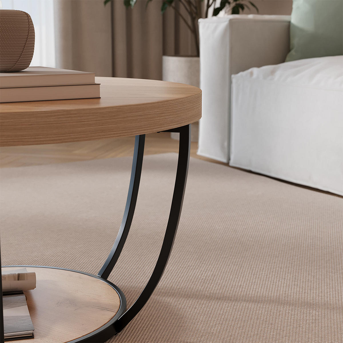 COUCHTISCH Arvina Goldkraft Eiche 80 x 80 cm - Honigeiche, Holzwerkstoff (80/80/44cm) - Vicco