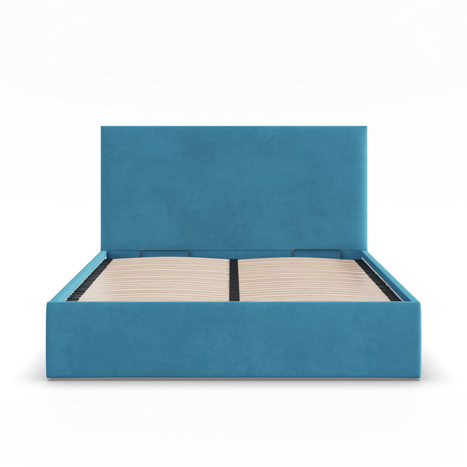 POLSTERBETT MIT KOPFTEIL 180x200 mit Bettkasten PAOLA, Blau - Blau, Textil (180/200cm) - Mebligo