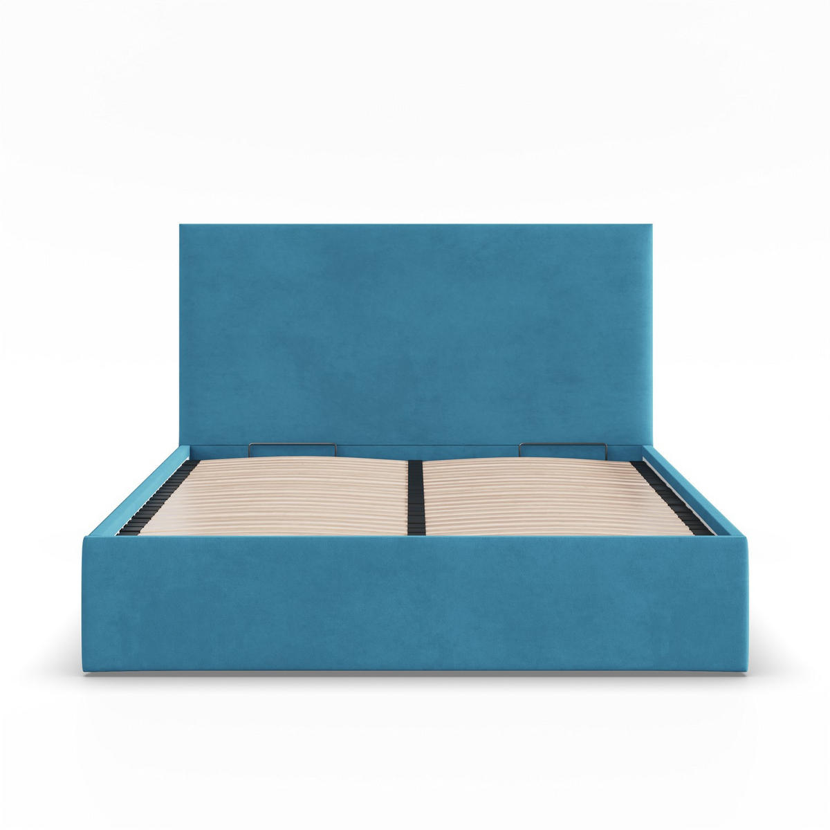 POLSTERBETT MIT KOPFTEIL 180x200 mit Bettkasten PAOLA, Blau - Blau, Textil (180/200cm) - Mebligo