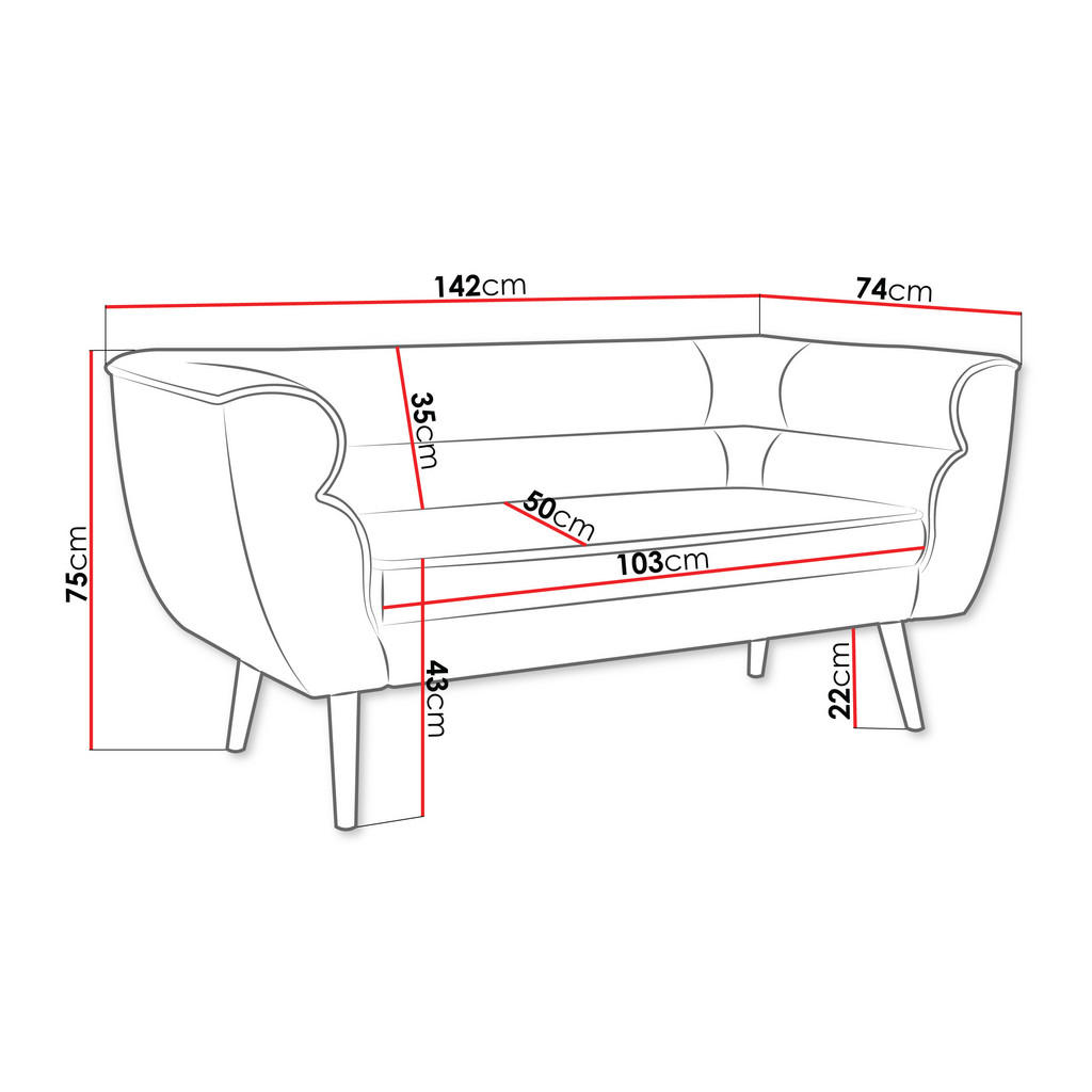 Thumbnail - Mirjan24 Sofa, Beige, Textil, Kiefer, 2-Sitzer, Rechteckig, 142x75x74 cm, Wohnzimmer, Sofas & Couches, Sofas