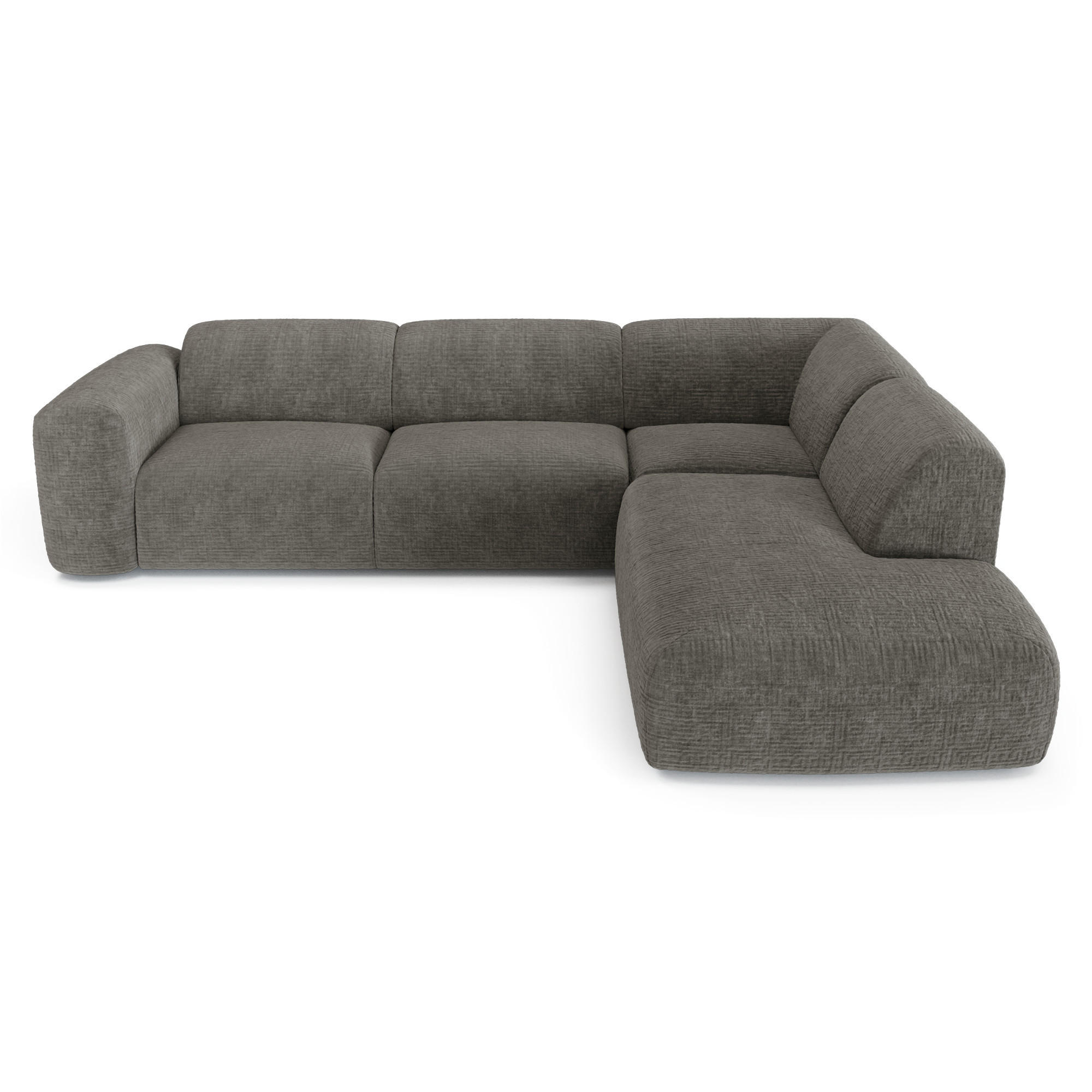 ECKSOFA RECHTS Gemusterter Samt Grau 269cm - Grau, Textil (269/221cm) - Sia Home