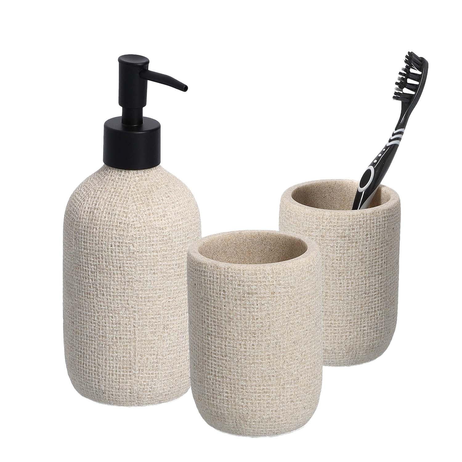 BADACCESSOIRES Natural - Beige, 3-teiliges Set - Beige, Stein (8/19.8/8cm) - Zeller Present