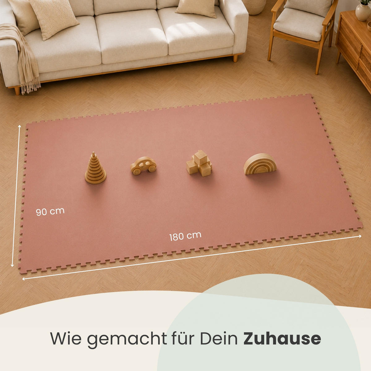 SPIELMATTE ab Null - 180/90/1 cm Puzzlematte Terrakotta - Rosa, Kunststoff (30/30cm) - Littletom