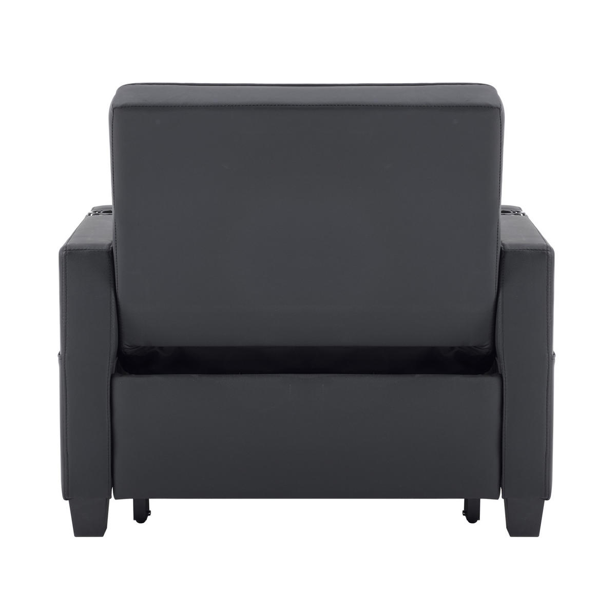 GÄSTESOFA 3-in-1 in Schwarz – ausziehbar, verstellbar und platzsparend - Schwarz, Holz (74/84/87cm) - BEAOK