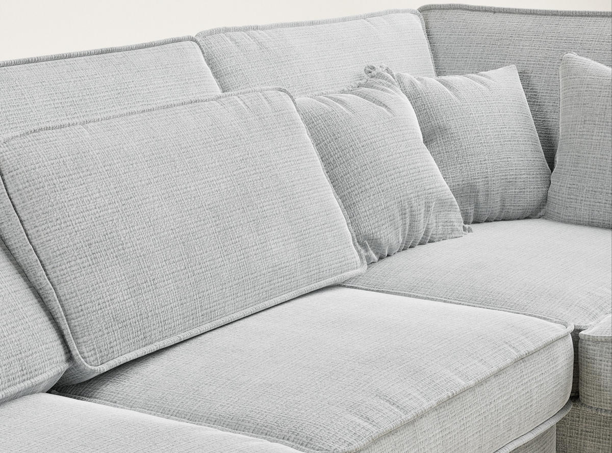 ECKSOFA Kirou Grau Chenille-Stoff - Rechts Seite - Schwarz/Grau, Holz/Holzwerkstoff (311/225cm) - Maison de Reve