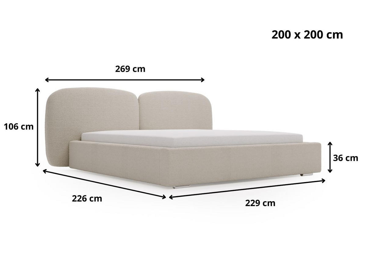 POLSTERBETT Palermo 200x200 Hellgrau - Hellgrau, Textil (200/200cm) - Graingold