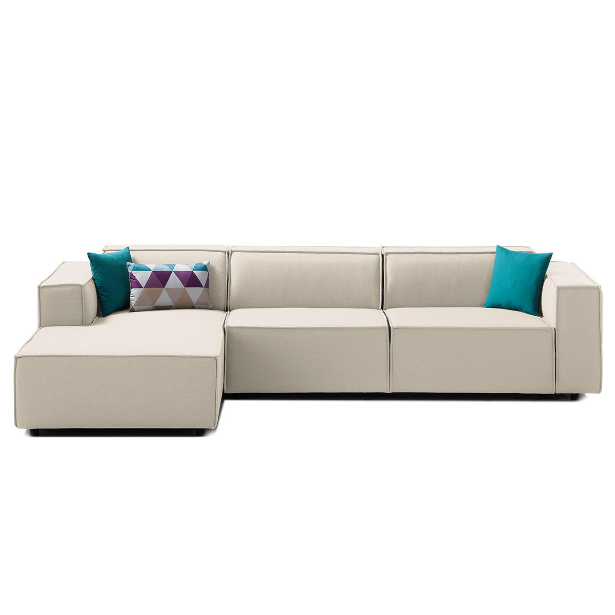 ECKSOFA mit Longchair - Schwarz/Weiß, Kunststoff/Textil (294/177cm) - home24