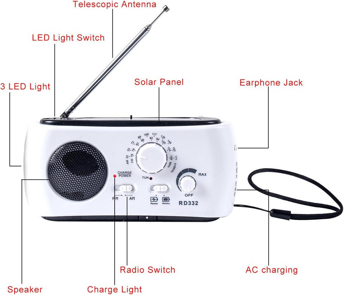 RADIO – FM/AM – LED-Taschenlampe/Notladefunktion/Batteriebetrieben – Weiß - Weiß, Kunststoff (15/7/5cm)