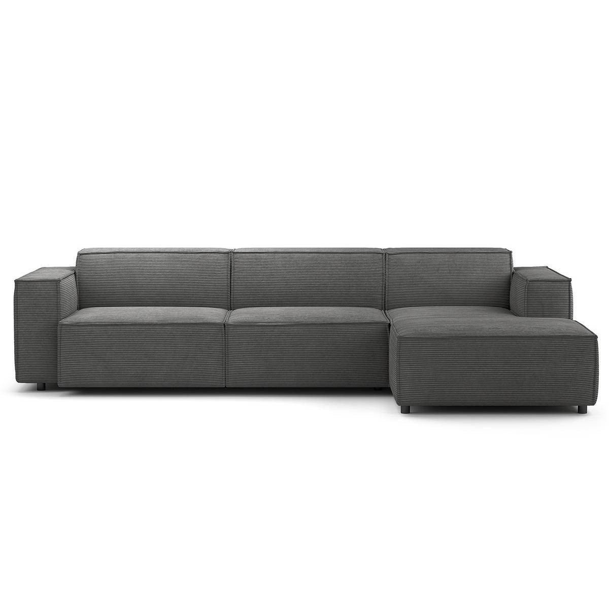 ECKSOFA mit Longchair - Anthrazit/Schwarz, Kunststoff/Textil (294/177cm) - home24