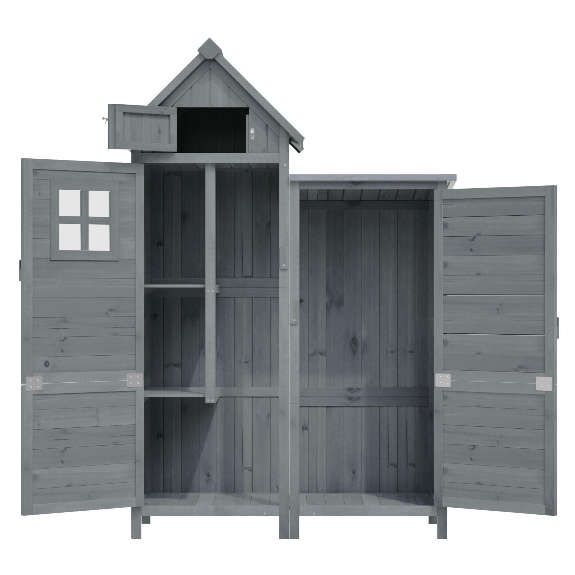 GARTENSCHRANK Tanne wetterfest Doppel Tür Stauraum Garten Grau - Grau, Holz (52/170/116cm) - FLIEKS