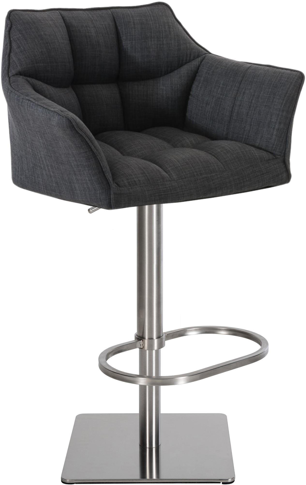 BARHOCKER Stoff Dunkelgrau - Edelstahlfarben/Dunkelgrau, Textil/Metall (64/88/45cm) - CLP