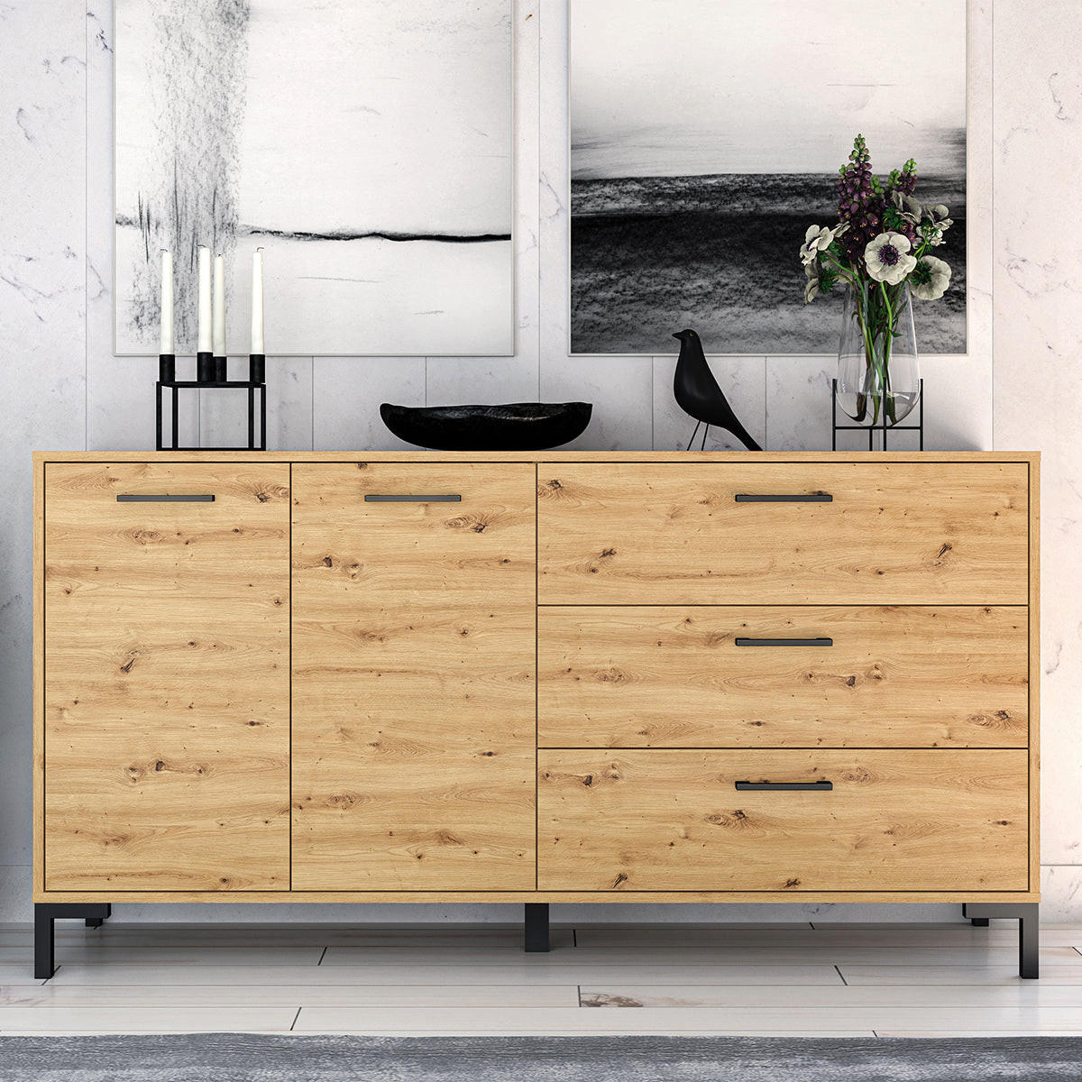 ŠIROKÁ KOMODA Liora Drevo - hnedá, kompozitné drevo (159/83/40cm) - Petits-meubles