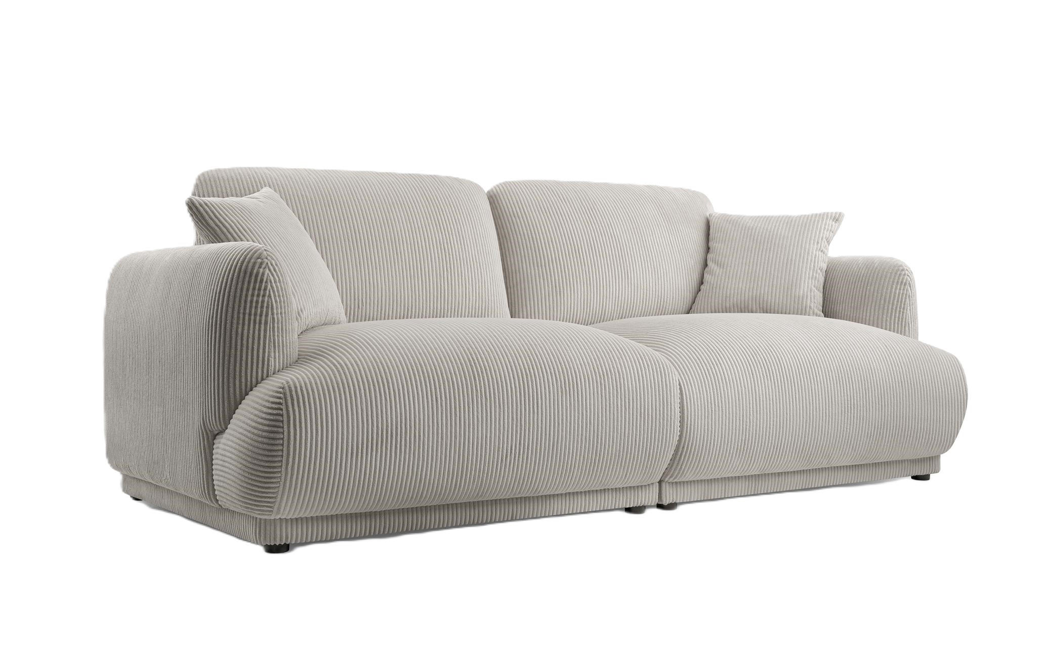 2-SITZER-SOFA Locco Hellgrau, Zweisitzer Sofa - Hellgrau, Holzwerkstoff (206/83/102cm) - Bettso