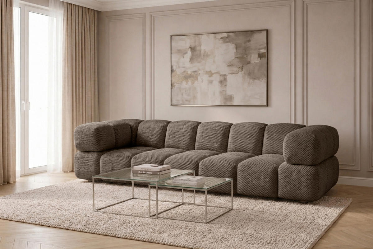 SOFA 4-SITZER, Strukturierter Premiumstoff Sonic, Braun, Averro - Braun, Holz (280/70/96cm) - Kaiser Möbel