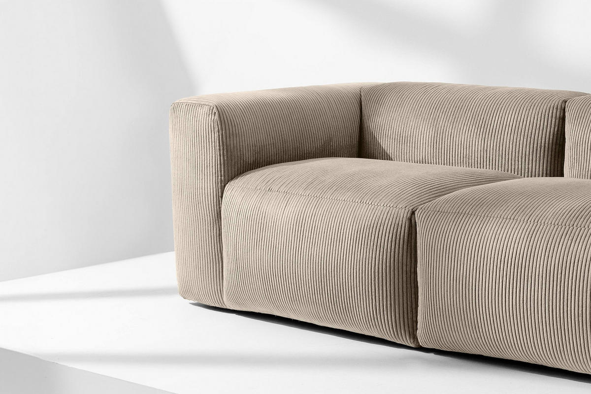 2,5-SITZER-MODULSOFA BUFFO mit extrem weicher und bequemer Sitzfläche, Kordstoff, beige - Beige, Textil (250/73/96cm) - KONSIMO®