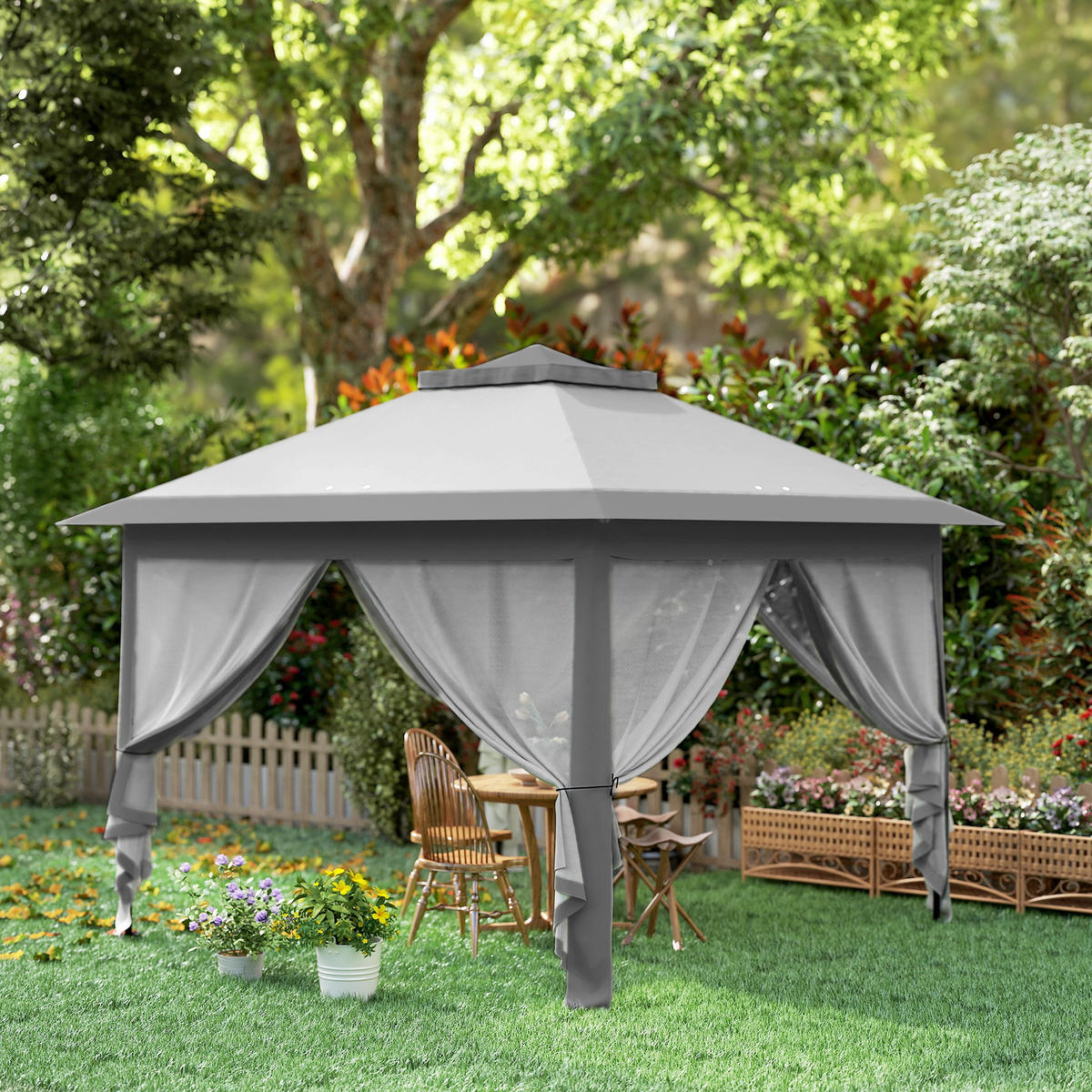 PAVILLON 3,3 x 3,3 m - Grau, Metall (330/288/330cm) - Outsunny