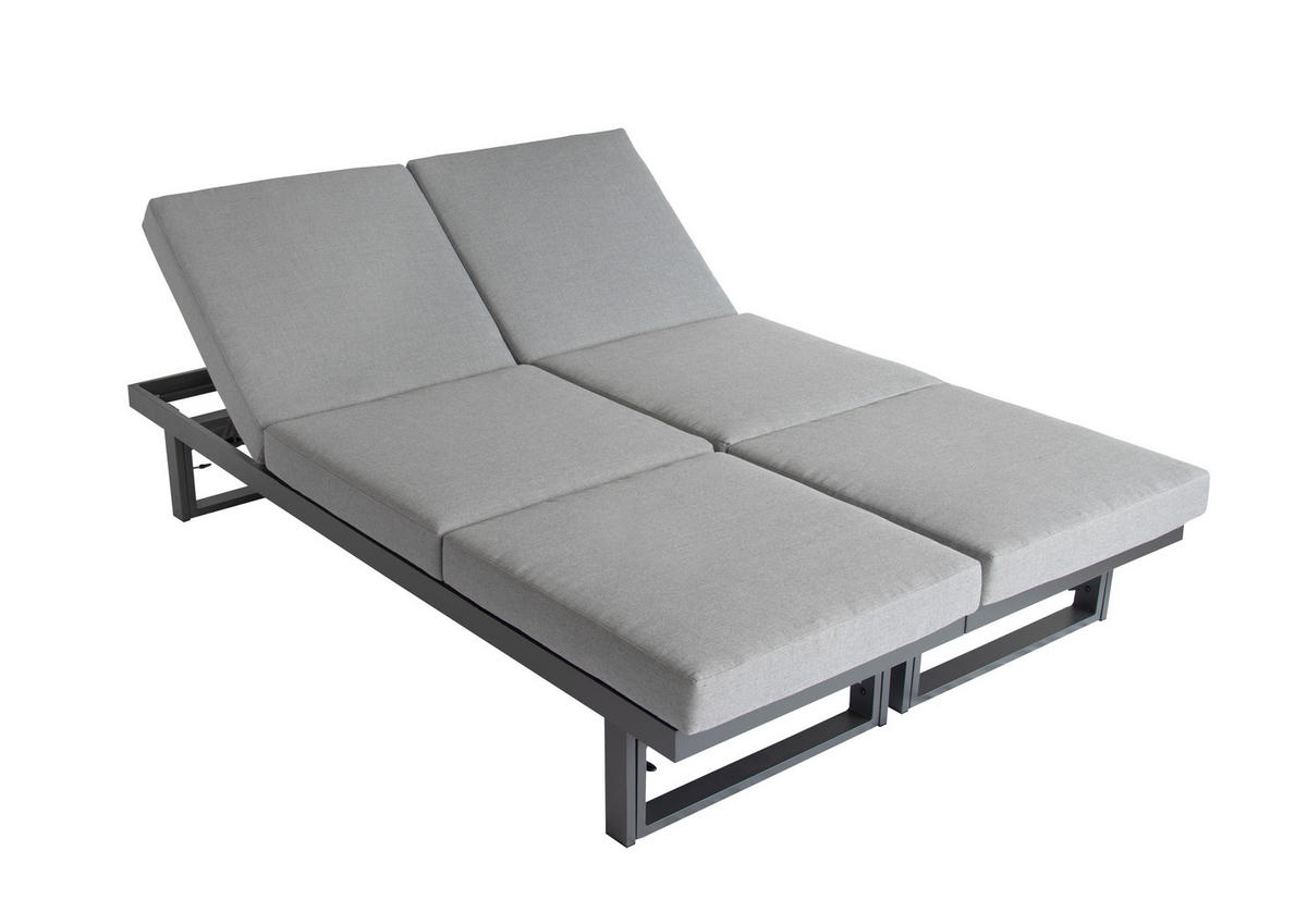 GARTENLOUNGE-SET Manhatten Aluminium, anthrazit höhenverstellbar, für 6 Personen - Grau, Kunststoff - Green Spirit