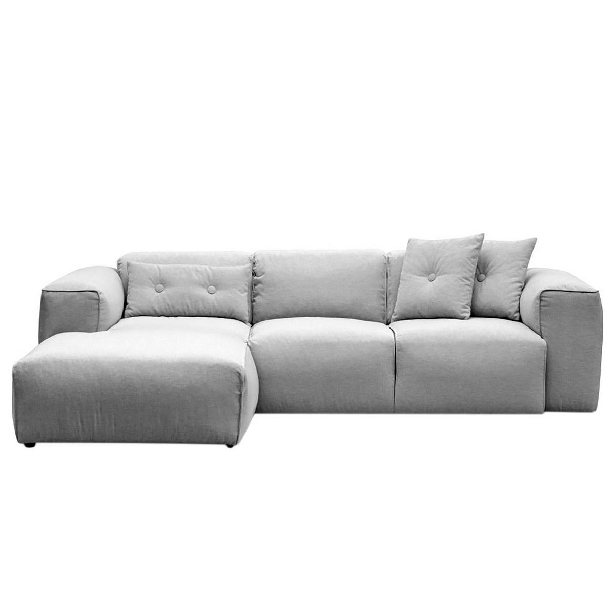 3-SITZER ECKSOFA mit Longchair - Hellgrau/Schwarz, Kunststoff/Textil (251/173cm) - home24