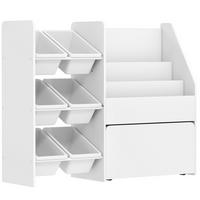 KINDERREGAL Bücherregal mit 6 herausnehmbaren Boxen Ablagen - Weiß, Holzwerkstoff (30/80/100cm) - AIYAPLAY