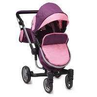 PUPPENBUGGY Violette 9694 zusammenklappbar, Schwenkräder vorne, Sonnendach, ab 3 Jahren - Violett, Metall (29/60/77cm) - Moni