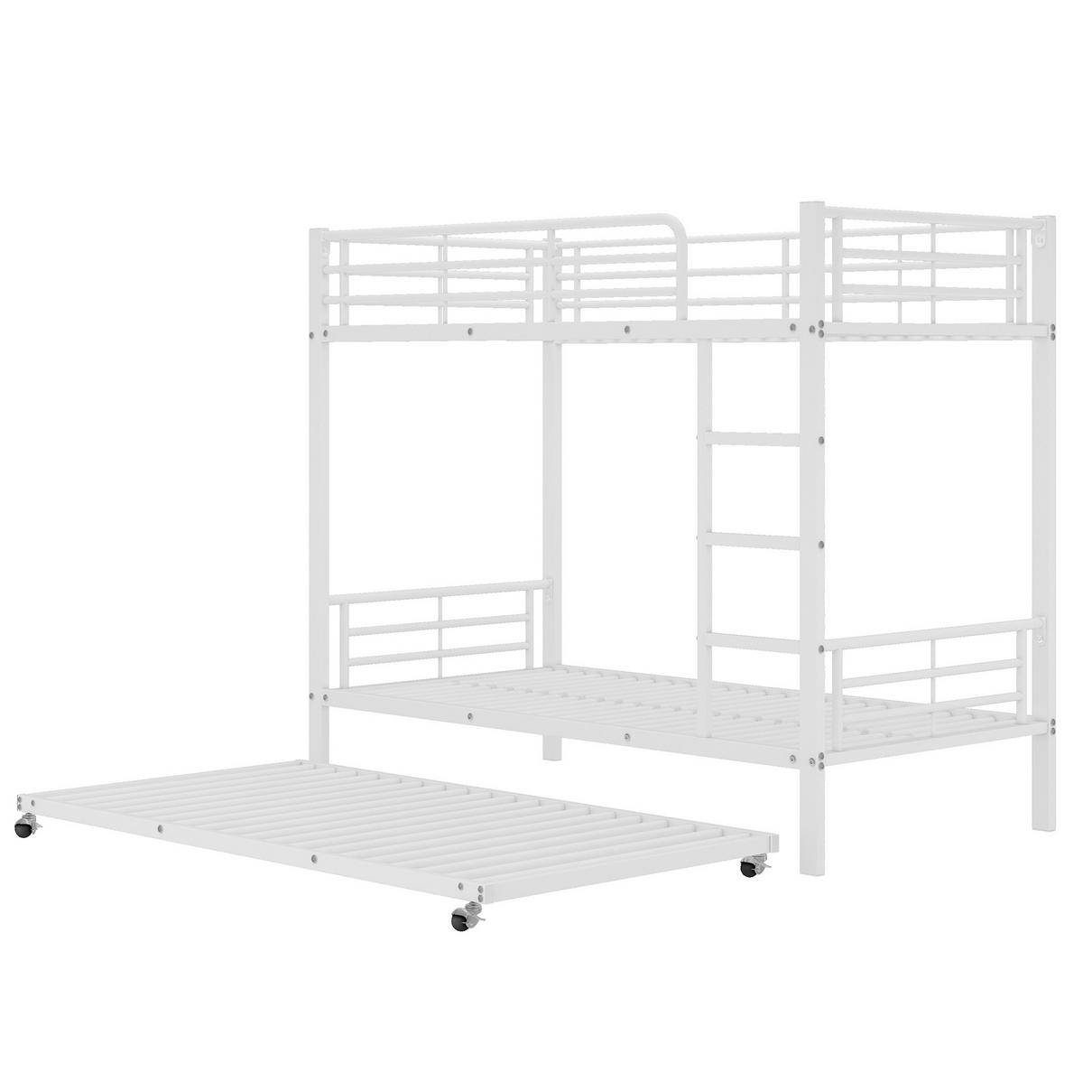 ETAGENBETT 90/200 cm in Weiß aus Metall mit Ausziehbett - Weiß, Metall (90/190cm) - OKMYHOME
