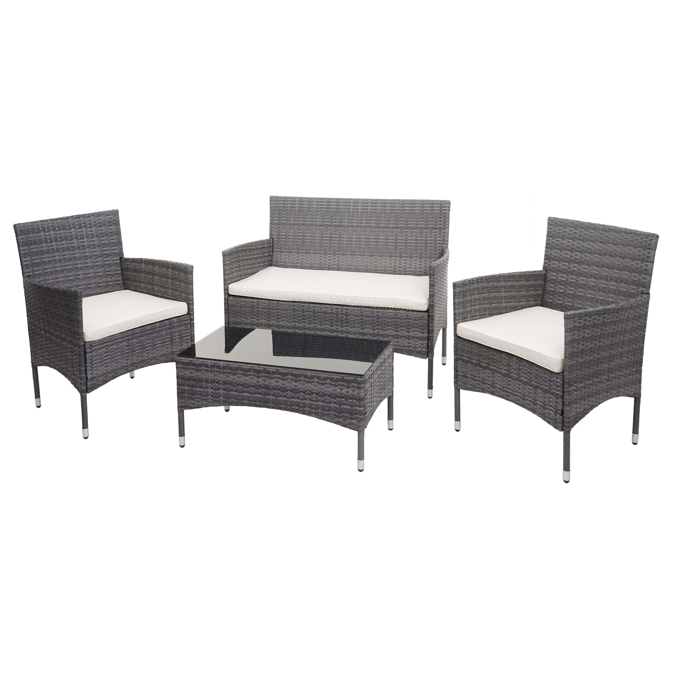GARTEN-SET Grau Kissen Creme - Grau, Metall - PROREGAL
