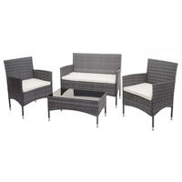 GARTEN-SET Grau Kissen Creme - Grau, Metall - PROREGAL