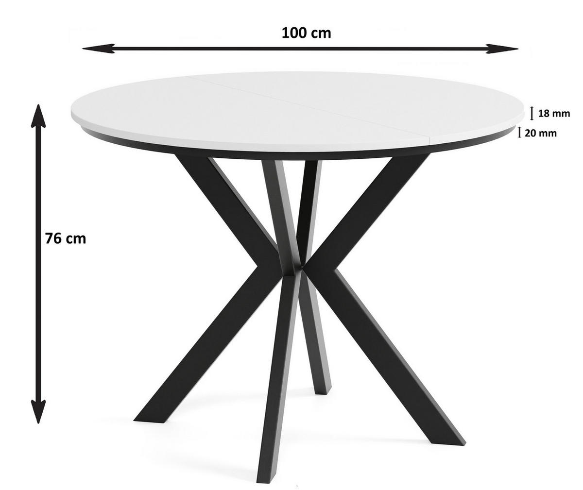 TISCH Kaschmir EWA Ausziehbar - Kaschmir/Weiß, Holzwerkstoff (100/100/76cm) - Sepro Meble