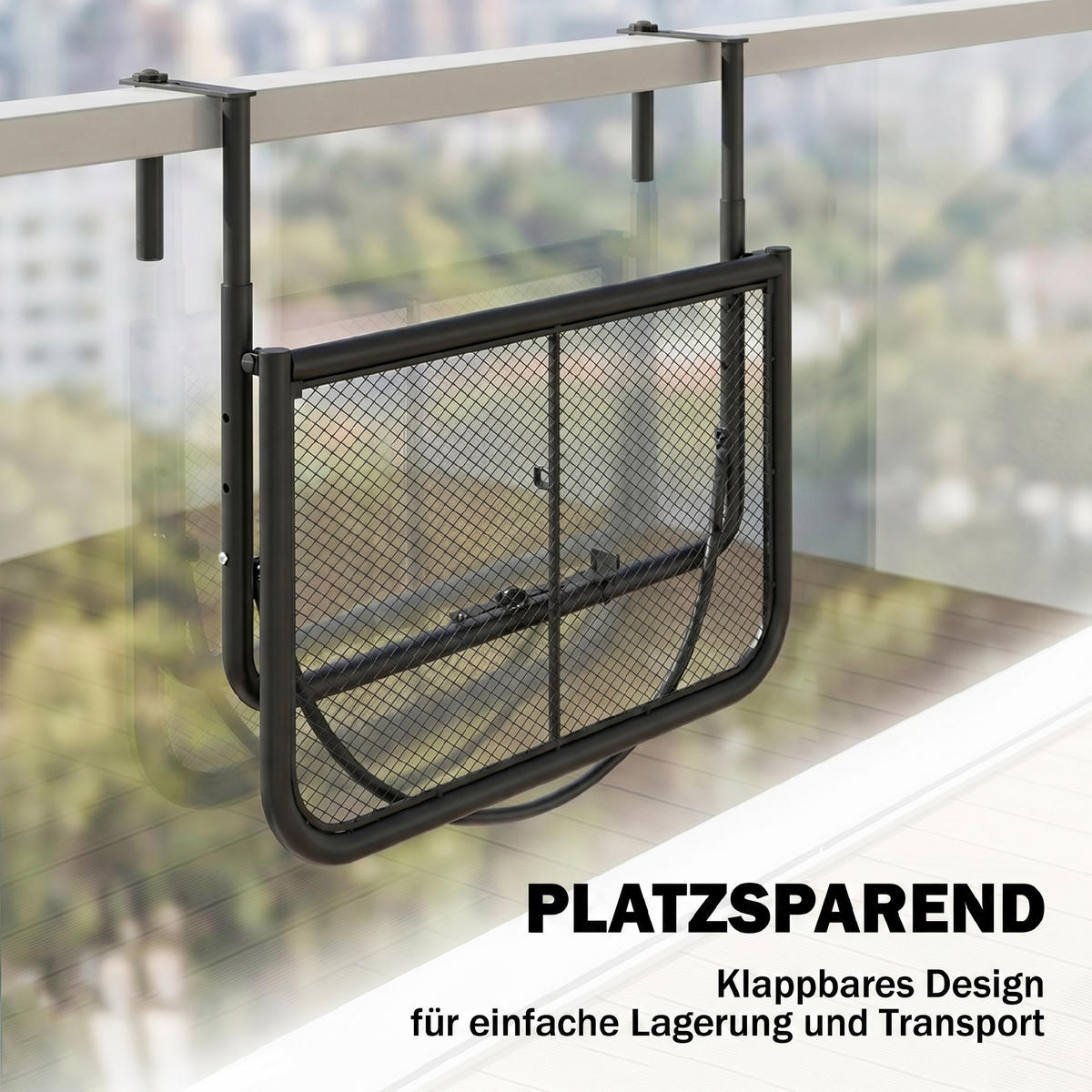 BALKONHÄNGETISCH, Schwarz, Metall - Schwarz, Metall (60/56/50cm) - Outsunny